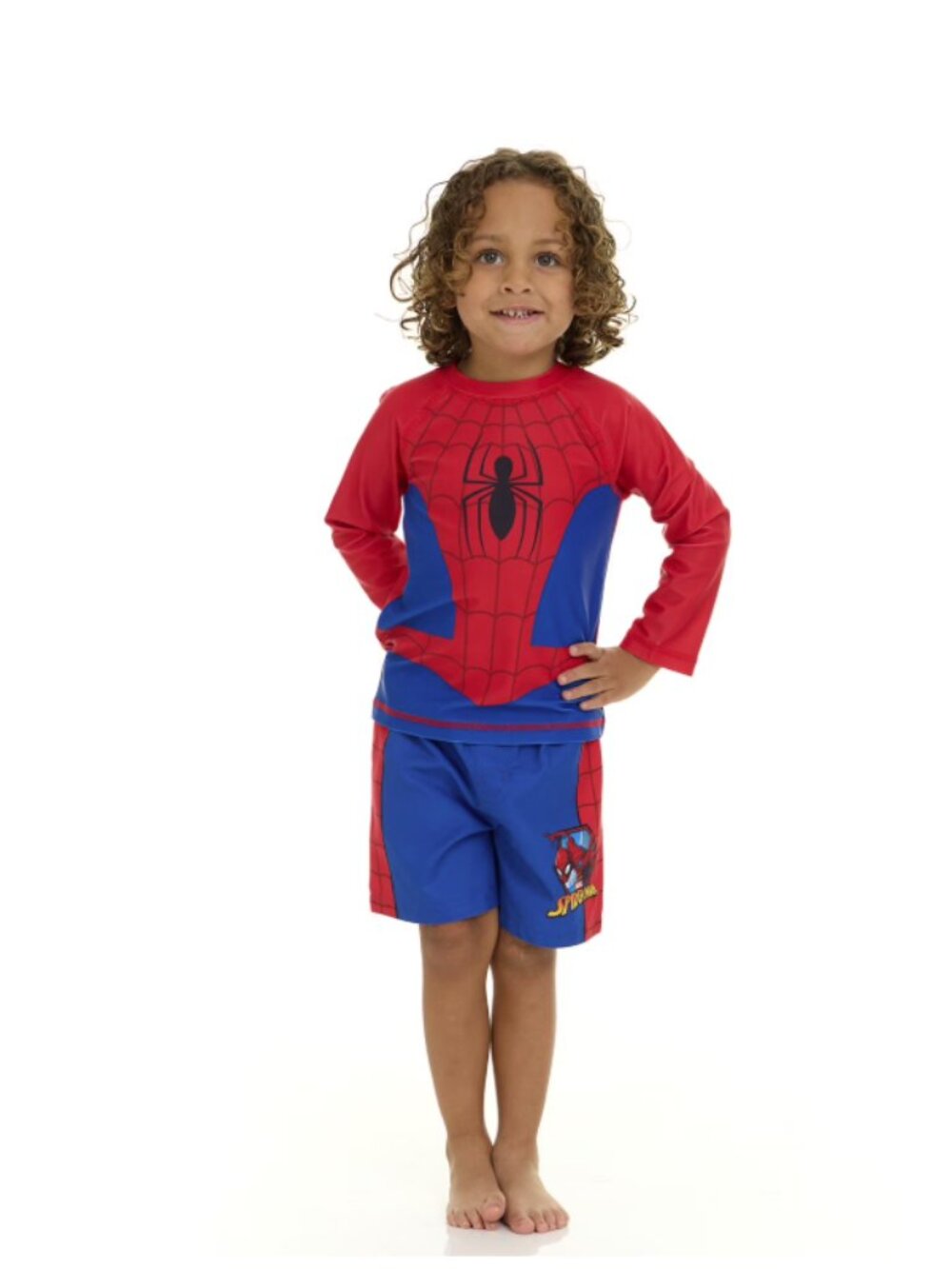 Spiderman Boys 2 Piece Rashguard and Swim Trunk Set